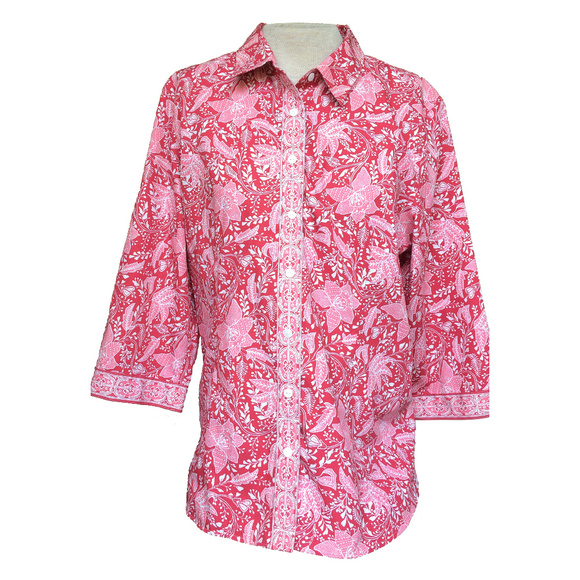 Orvis Tops - Orvis Pink Floral 3/4 Sleeve Button Down Shirt 18